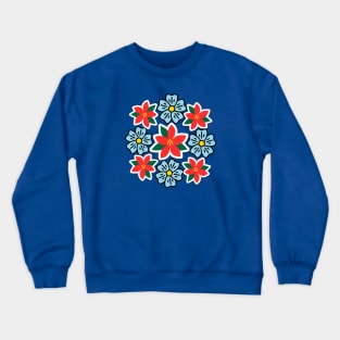 Summer red blue wildflowers pattern Crewneck Sweatshirt